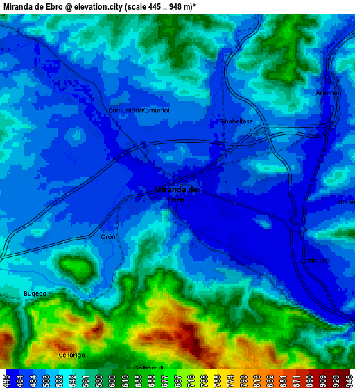 Zoom OUT 2x Miranda de Ebro, Spain elevation map