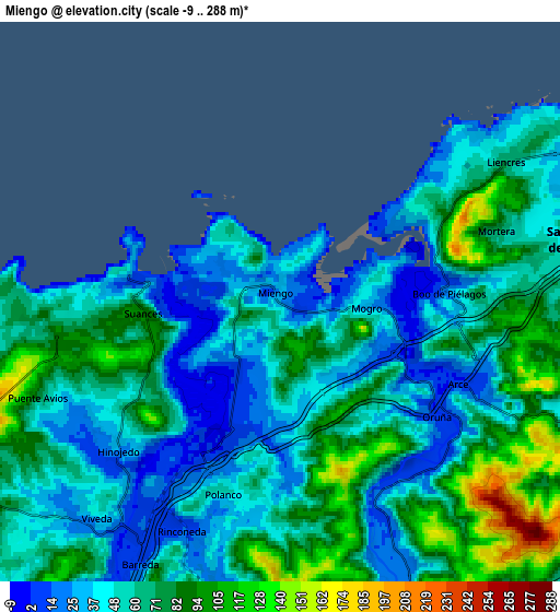 Zoom OUT 2x Miengo, Spain elevation map