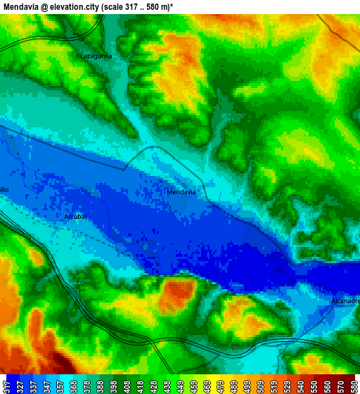 Zoom OUT 2x Mendavia, Spain elevation map