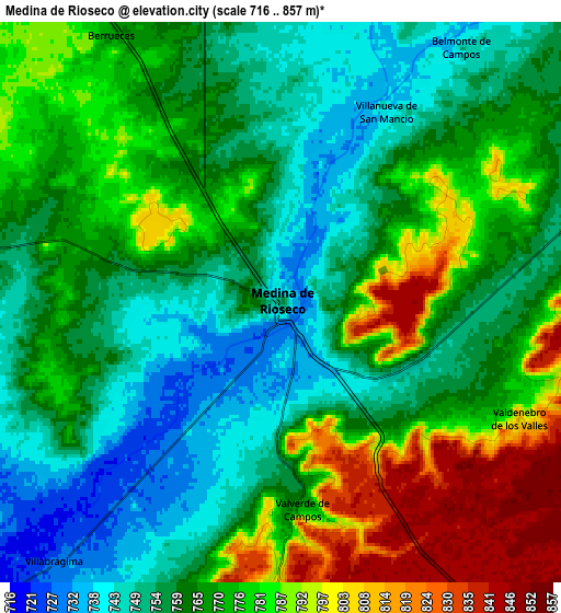 Zoom OUT 2x Medina de Ríoseco, Spain elevation map