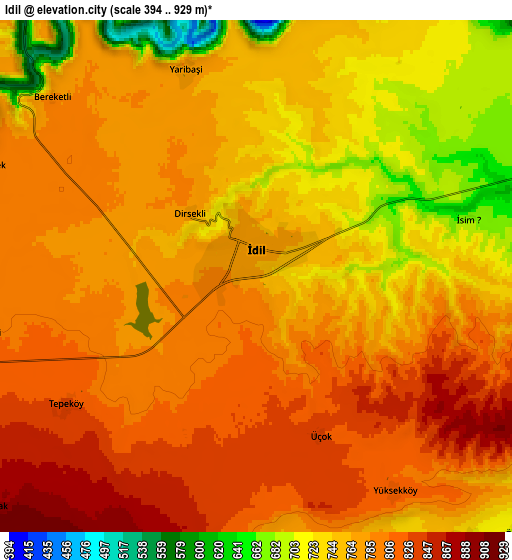 Zoom OUT 2x İdil, Turkey elevation map