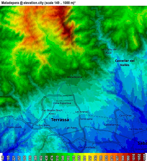 Zoom OUT 2x Matadepera, Spain elevation map