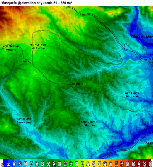 Zoom OUT 2x Masquefa, Spain elevation map