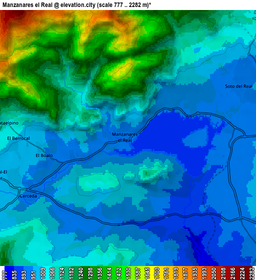 Zoom OUT 2x Manzanares el Real, Spain elevation map