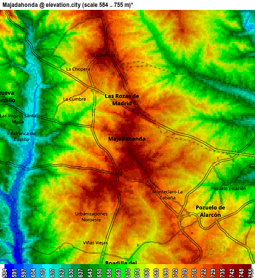 Zoom OUT 2x Majadahonda, Spain elevation map