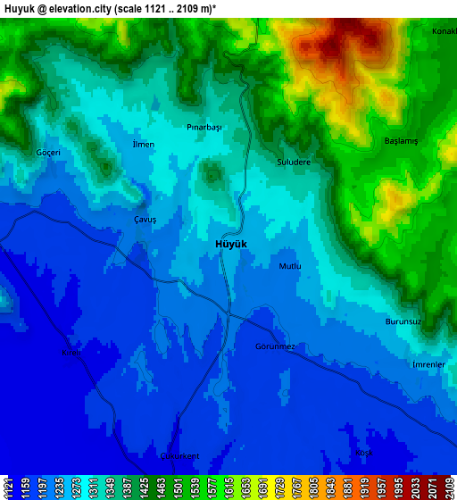Zoom OUT 2x Hüyük, Turkey elevation map