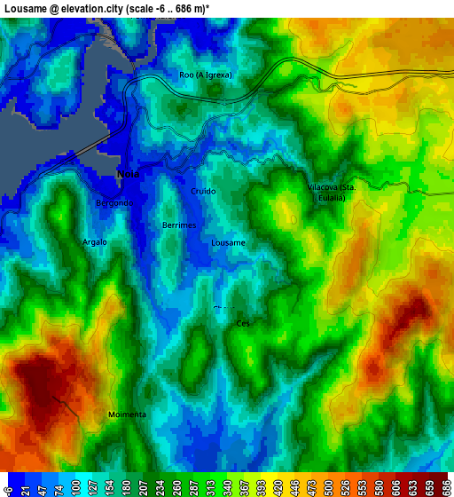 Zoom OUT 2x Lousame, Spain elevation map