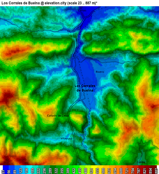 Zoom OUT 2x Los Corrales de Buelna, Spain elevation map