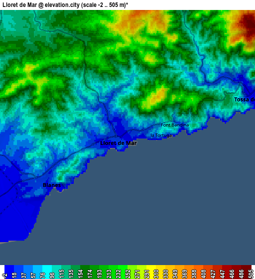 Zoom OUT 2x Lloret de Mar, Spain elevation map