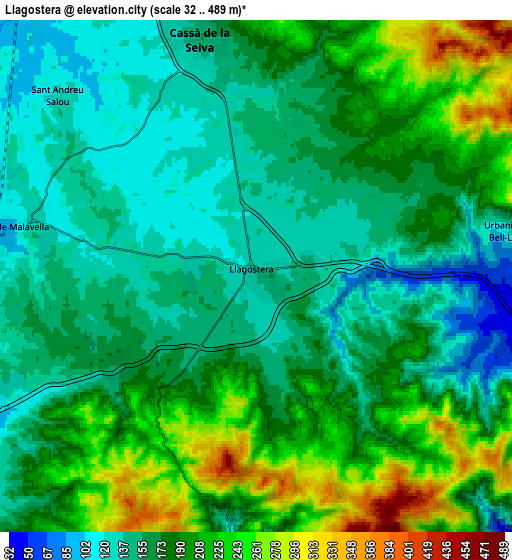 Zoom OUT 2x Llagostera, Spain elevation map