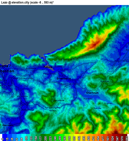 Zoom OUT 2x Lezo, Spain elevation map
