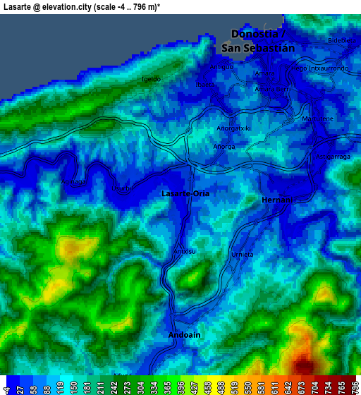 Zoom OUT 2x Lasarte, Spain elevation map