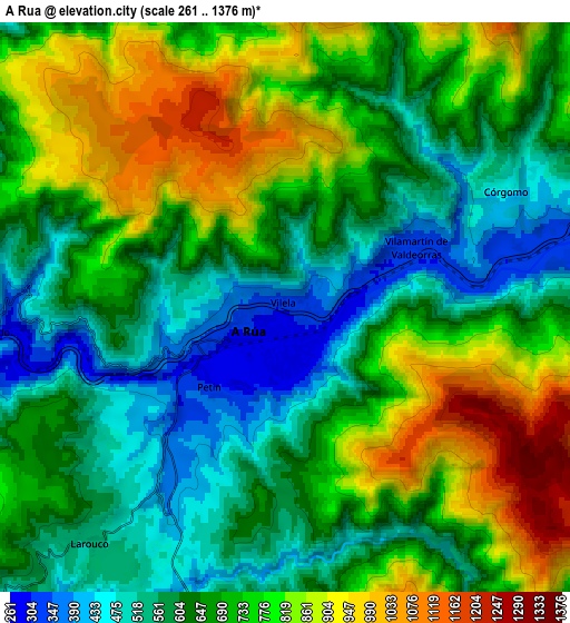 Zoom OUT 2x A Rúa, Spain elevation map