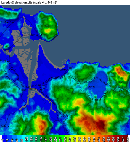 Zoom OUT 2x Laredo, Spain elevation map