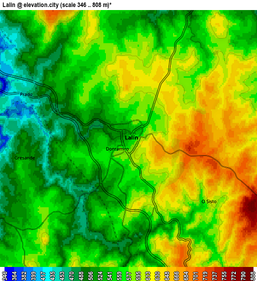 Zoom OUT 2x Lalín, Spain elevation map