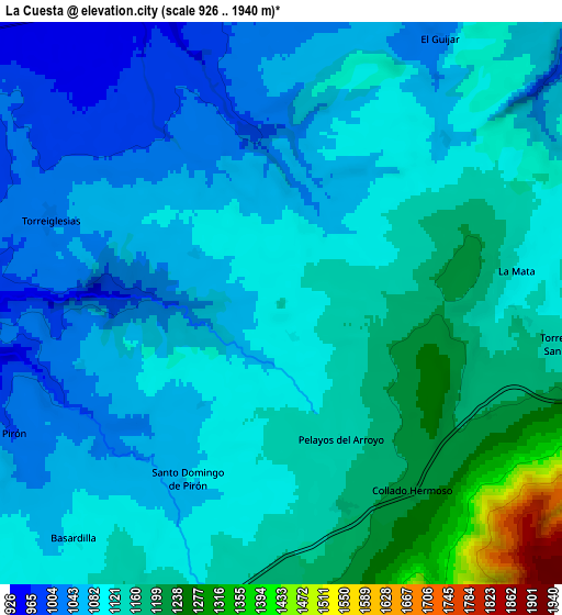 Zoom OUT 2x La Cuesta, Spain elevation map