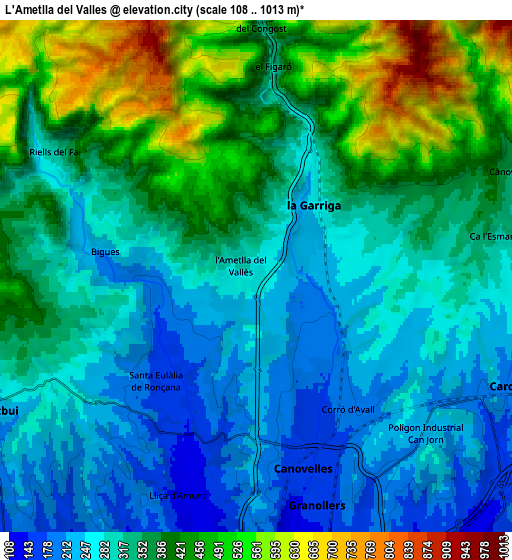 Zoom OUT 2x L'Ametlla del Vallès, Spain elevation map