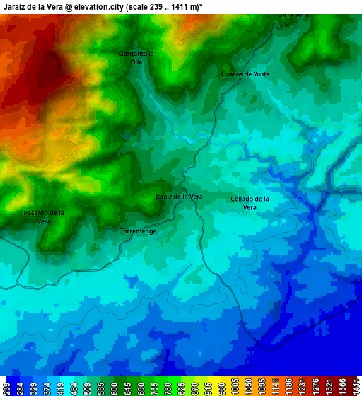 Zoom OUT 2x Jaraíz de la Vera, Spain elevation map