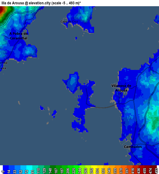 Zoom OUT 2x Illa de Arousa, Spain elevation map