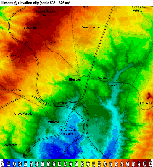 Zoom OUT 2x Illescas, Spain elevation map