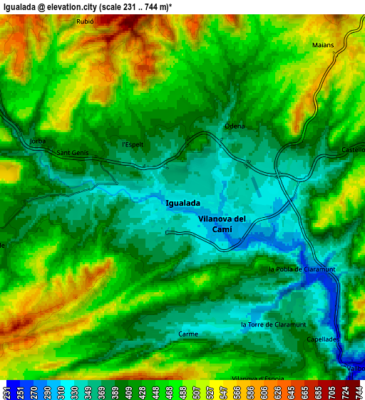 Zoom OUT 2x Igualada, Spain elevation map