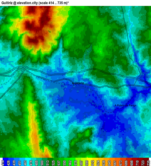 Zoom OUT 2x Guitiriz, Spain elevation map