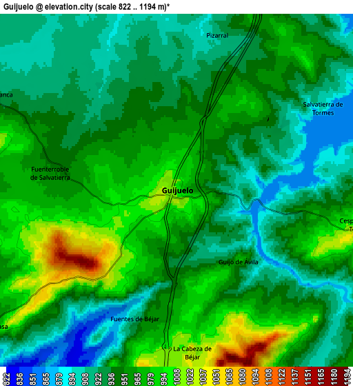 Zoom OUT 2x Guijuelo, Spain elevation map