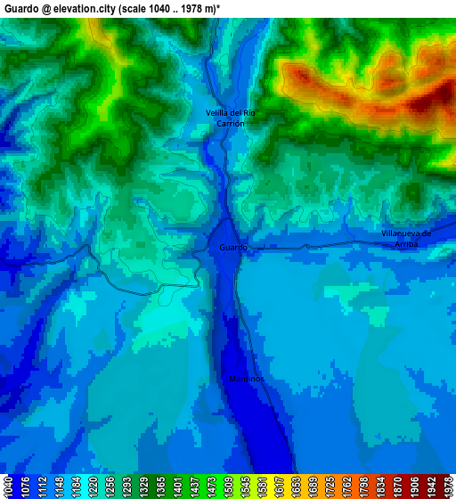 Zoom OUT 2x Guardo, Spain elevation map