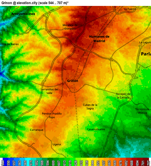 Zoom OUT 2x Griñón, Spain elevation map
