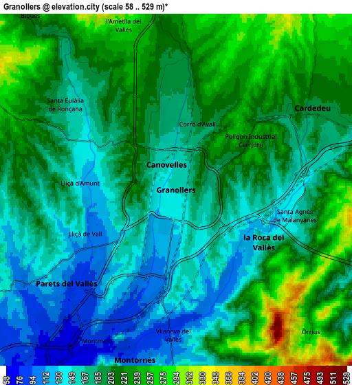 Zoom OUT 2x Granollers, Spain elevation map