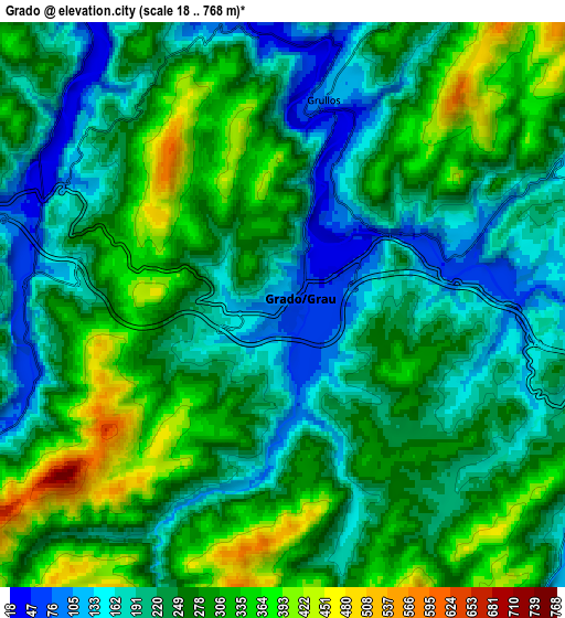 Zoom OUT 2x Grado, Spain elevation map