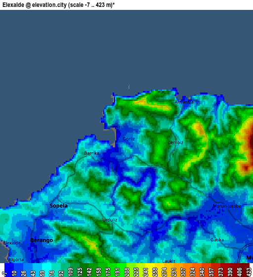 Zoom OUT 2x Elexalde, Spain elevation map