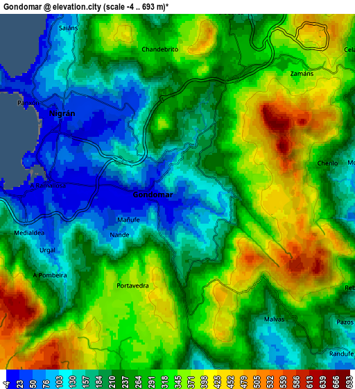 Zoom OUT 2x Gondomar, Spain elevation map