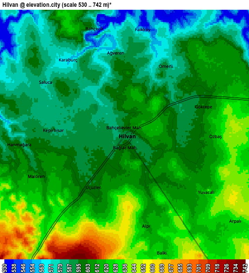 Zoom OUT 2x Hilvan, Turkey elevation map