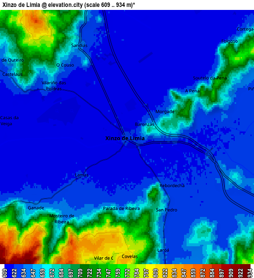 Zoom OUT 2x Xinzo de Limia, Spain elevation map