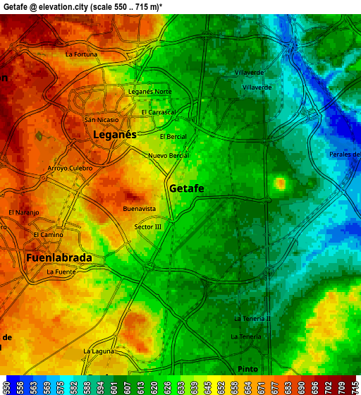 Zoom OUT 2x Getafe, Spain elevation map