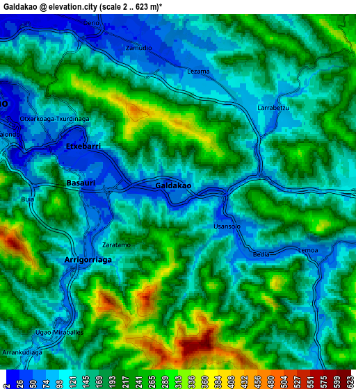 Zoom OUT 2x Galdakao, Spain elevation map