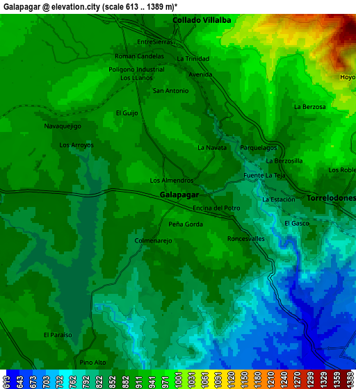 Zoom OUT 2x Galapagar, Spain elevation map