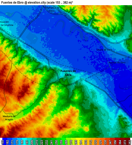 Zoom OUT 2x Fuentes de Ebro, Spain elevation map