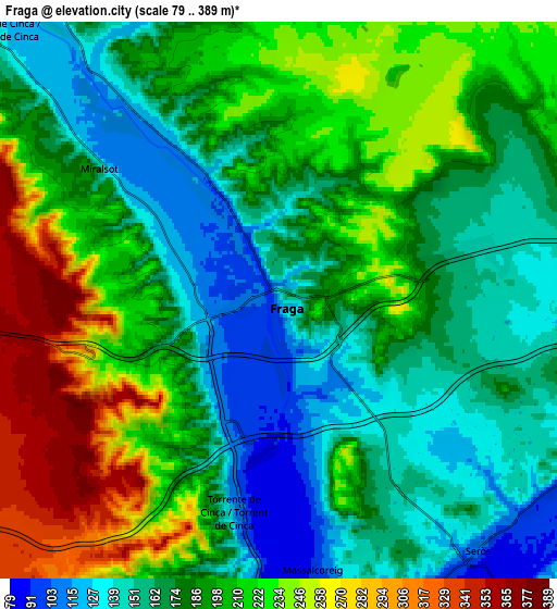 Zoom OUT 2x Fraga, Spain elevation map