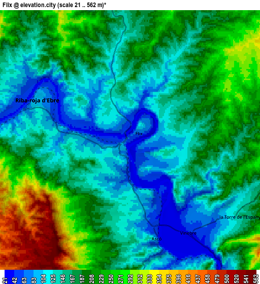 Zoom OUT 2x Flix, Spain elevation map