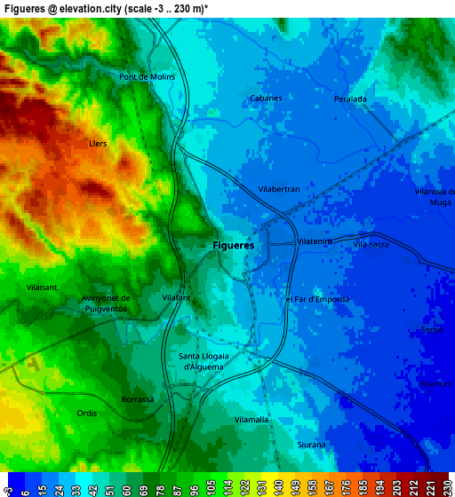 Zoom OUT 2x Figueres, Spain elevation map