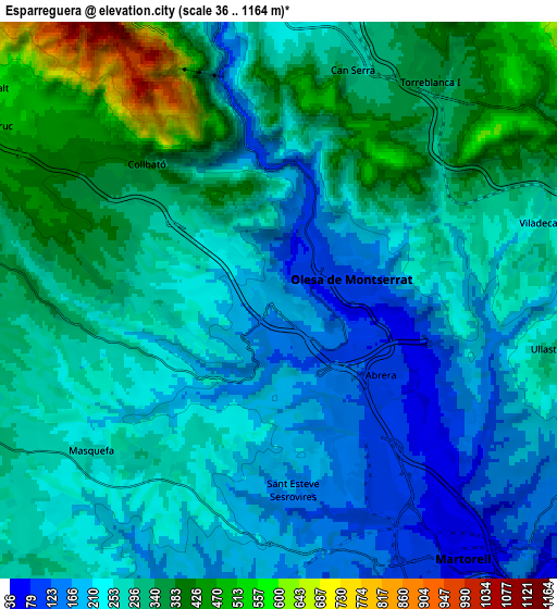 Zoom OUT 2x Esparreguera, Spain elevation map