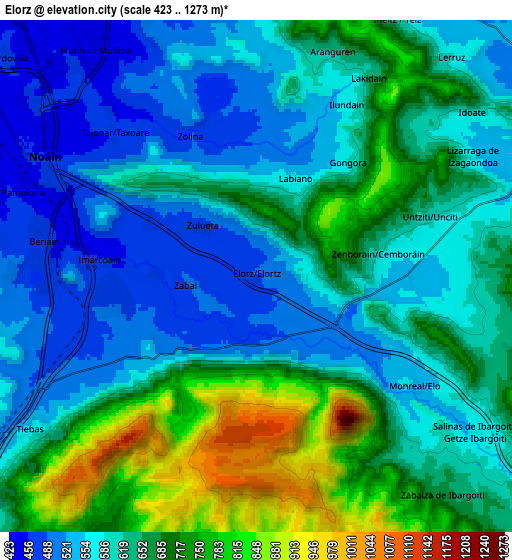 Zoom OUT 2x Elorz, Spain elevation map