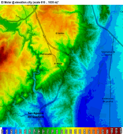 Zoom OUT 2x El Molar, Spain elevation map