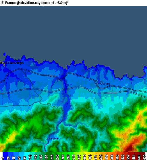 Zoom OUT 2x El Franco, Spain elevation map