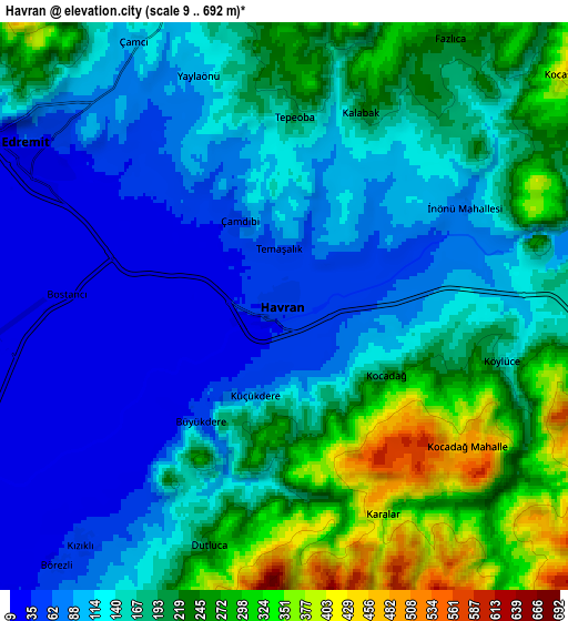 Zoom OUT 2x Havran, Turkey elevation map