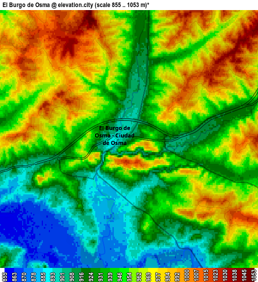 Zoom OUT 2x El Burgo de Osma, Spain elevation map