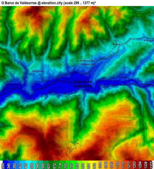 Zoom OUT 2x O Barco de Valdeorras, Spain elevation map