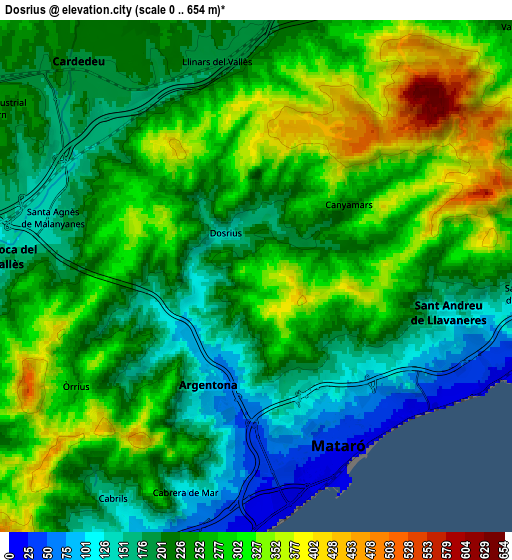 Zoom OUT 2x Dosrius, Spain elevation map